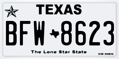 TX license plate BFW8623