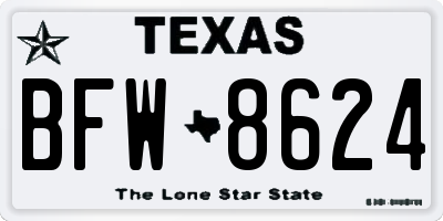 TX license plate BFW8624