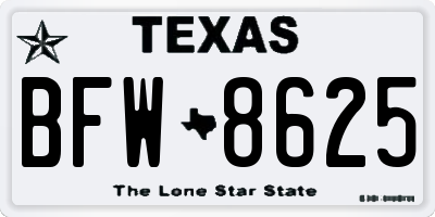 TX license plate BFW8625