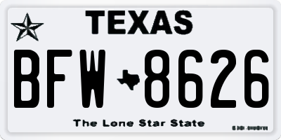 TX license plate BFW8626