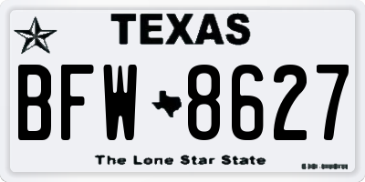 TX license plate BFW8627
