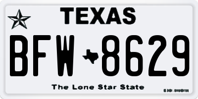 TX license plate BFW8629