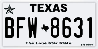 TX license plate BFW8631
