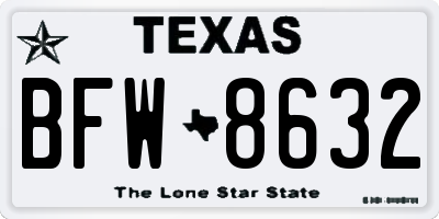 TX license plate BFW8632