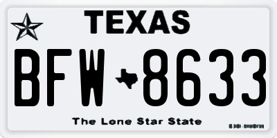 TX license plate BFW8633