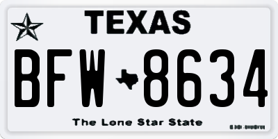 TX license plate BFW8634