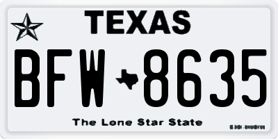 TX license plate BFW8635
