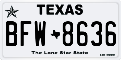 TX license plate BFW8636