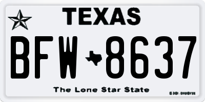 TX license plate BFW8637