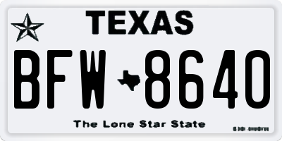 TX license plate BFW8640
