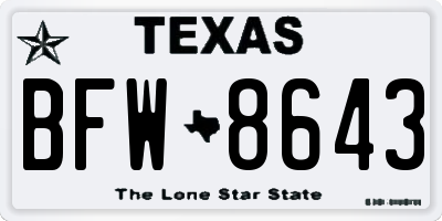 TX license plate BFW8643
