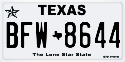 TX license plate BFW8644
