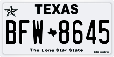 TX license plate BFW8645