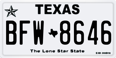 TX license plate BFW8646