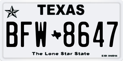 TX license plate BFW8647