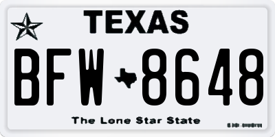 TX license plate BFW8648