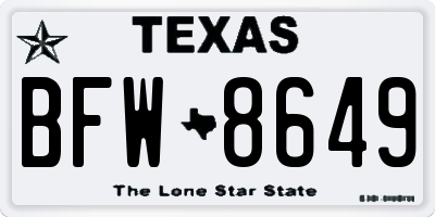 TX license plate BFW8649