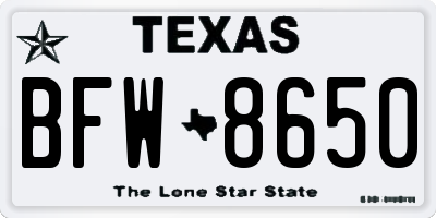 TX license plate BFW8650