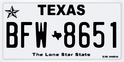TX license plate BFW8651