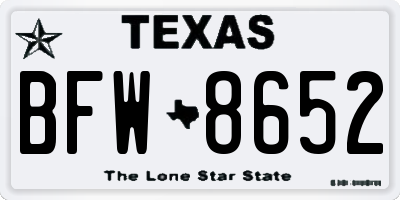 TX license plate BFW8652