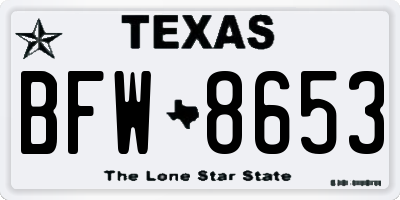 TX license plate BFW8653