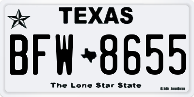 TX license plate BFW8655