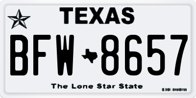 TX license plate BFW8657