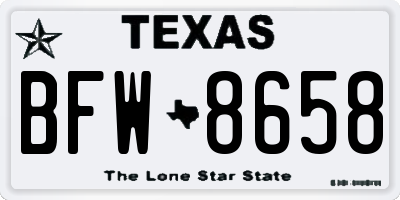 TX license plate BFW8658