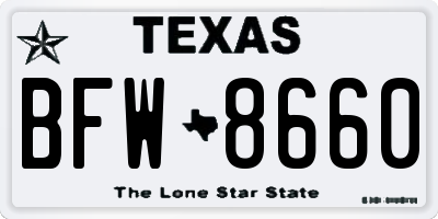 TX license plate BFW8660