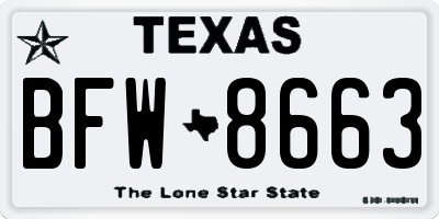 TX license plate BFW8663