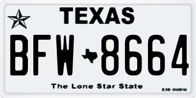 TX license plate BFW8664