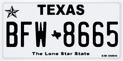 TX license plate BFW8665