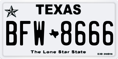 TX license plate BFW8666