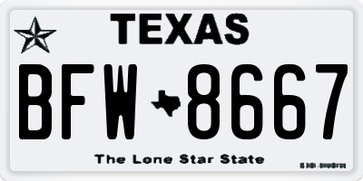 TX license plate BFW8667