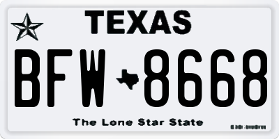 TX license plate BFW8668