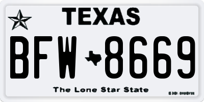 TX license plate BFW8669