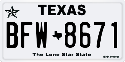 TX license plate BFW8671