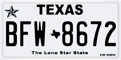 TX license plate BFW8672