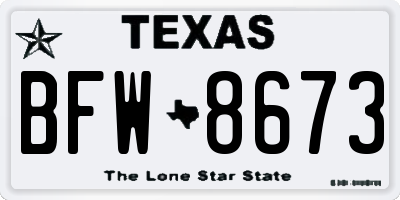 TX license plate BFW8673