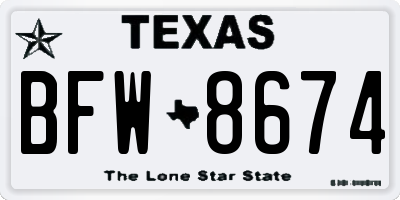TX license plate BFW8674