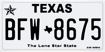 TX license plate BFW8675