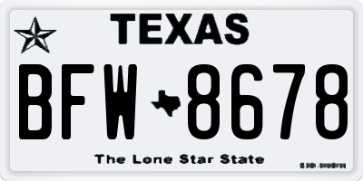 TX license plate BFW8678
