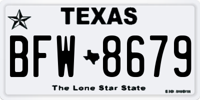 TX license plate BFW8679