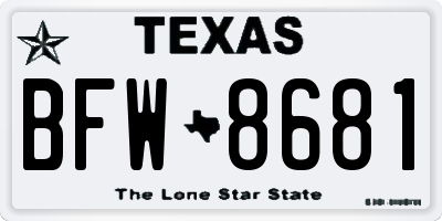 TX license plate BFW8681