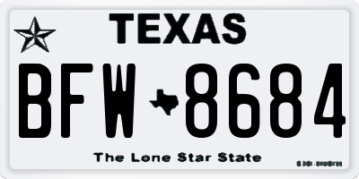 TX license plate BFW8684