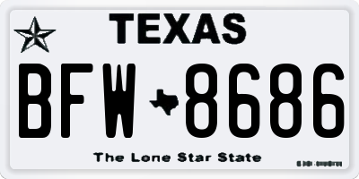 TX license plate BFW8686