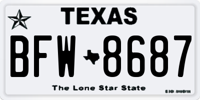 TX license plate BFW8687
