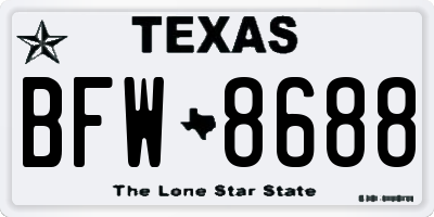TX license plate BFW8688