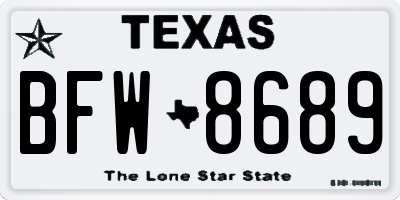 TX license plate BFW8689