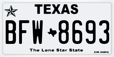 TX license plate BFW8693